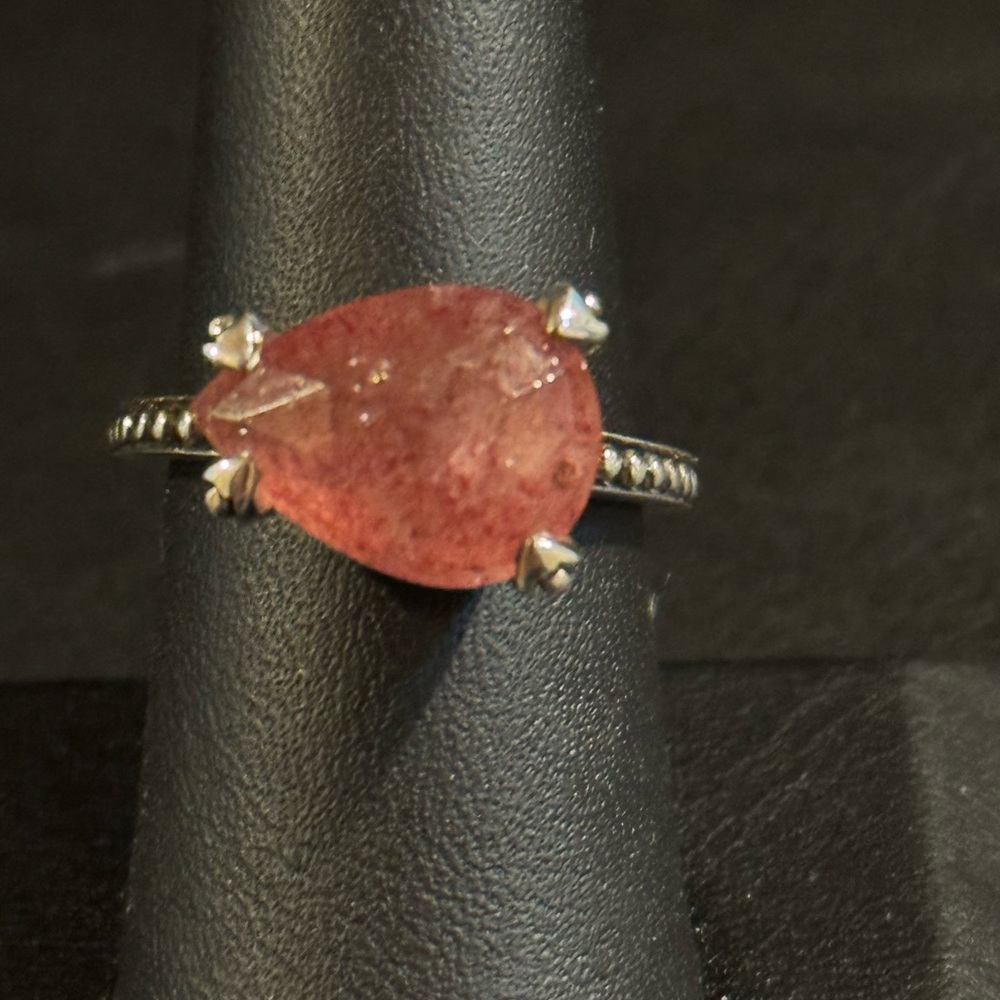 Stephen Dweck Reticulated Rose Quartz Earrings and Ring Set - Picture 4 of 8
